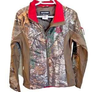 Realtree Camo Coat Women's Red Accents Super Soft Hunting Jacket Size: S 34-36